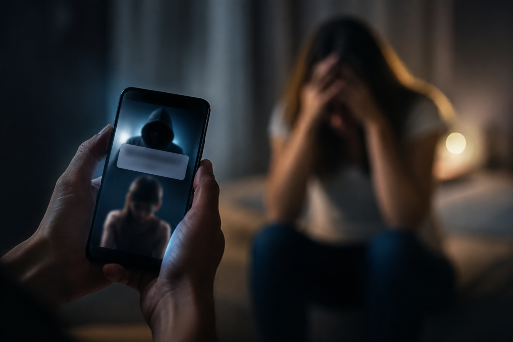 Chantagem com fotos íntimas em caso de sextorsão