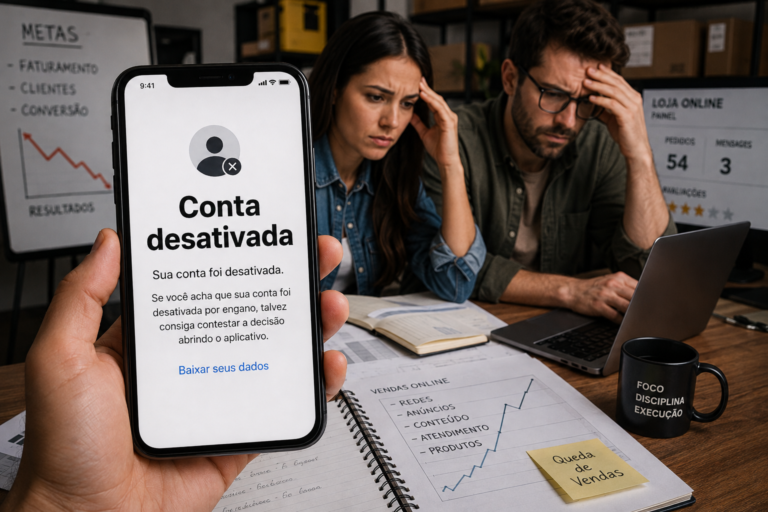 Perfil desativado pela Meta com mensagem de conta desativada no celular